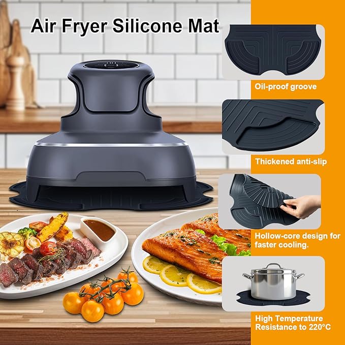 Silicone Heat Resistant Mat for Ninja Crispi,2Pc Silicone Air Fryer Liners for Ninja Crispi 4-QT&6-Cup Container Compatible with FN101GY/FN101SG/FN101ST,Reusable Air Fryer Accessories for Ninja Crispi