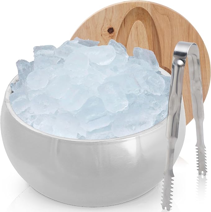 Gusto Nostro 4.1L Insulated Ice Bucket with Lid and Tongs, Double Wall Stainless Steel Ice Bucket Large, BPA Free Ice Bucket for Cocktail Bar, Keeps Champagne, Wine, Beer Chill for Parties (Pack of 2)