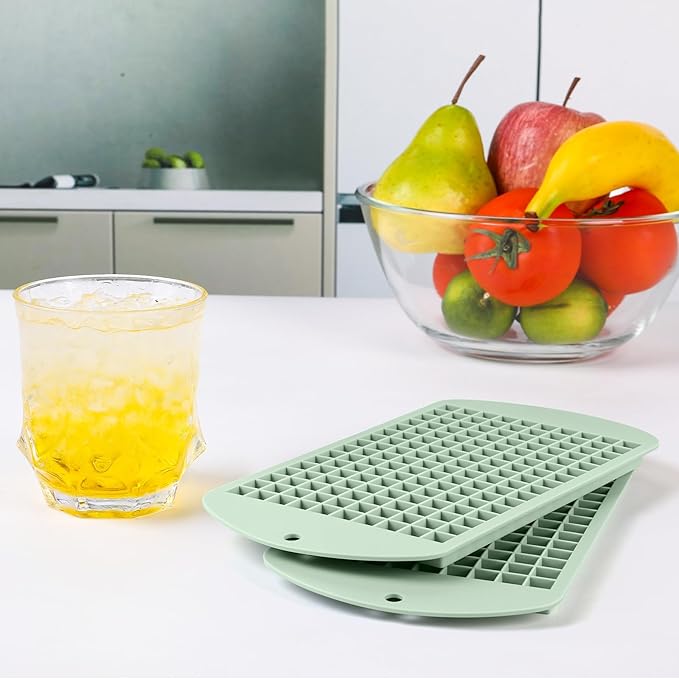 Silicone Mini Ice Cube Tray, 160 Nugget Ice Cube Molds Easy Release Small Ice Cube for Chilling Whiskey Cocktail, Stackable Ice Trays For Freezer (Lime)