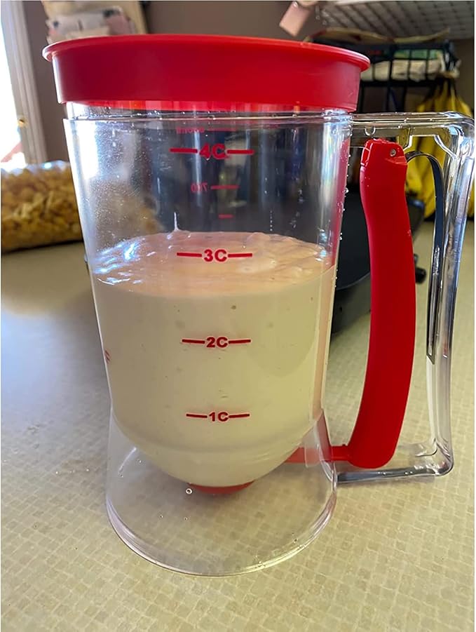 Batter Dispenser with Squeeze Handle For Cupcake, Waffle, Pastry, Pancake, Cookie, Cake, Batter Cream Separator Cup Measuring Baking Tool
