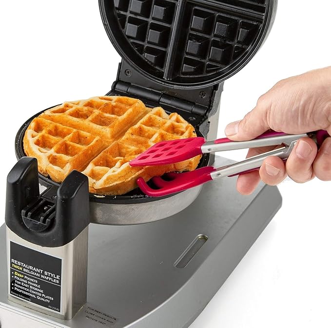 Black Waffles Batter Dispenser n Waffle Tongs Combo Set,Get Perfectly Fluffy Waffles Every Time! Batter Measuring Separator for Pancakes, Cupcake, Muffin Quick Filling Cookie Batter