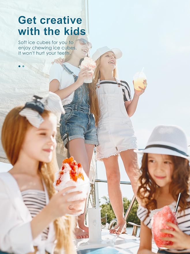 Reemix Shaved Ice Machine, Electric Ice Shaver and Snow Cone Machine with Large Capacity Storage, Portable Ice Crusher Ice Thickness Can be Adjusted (White)