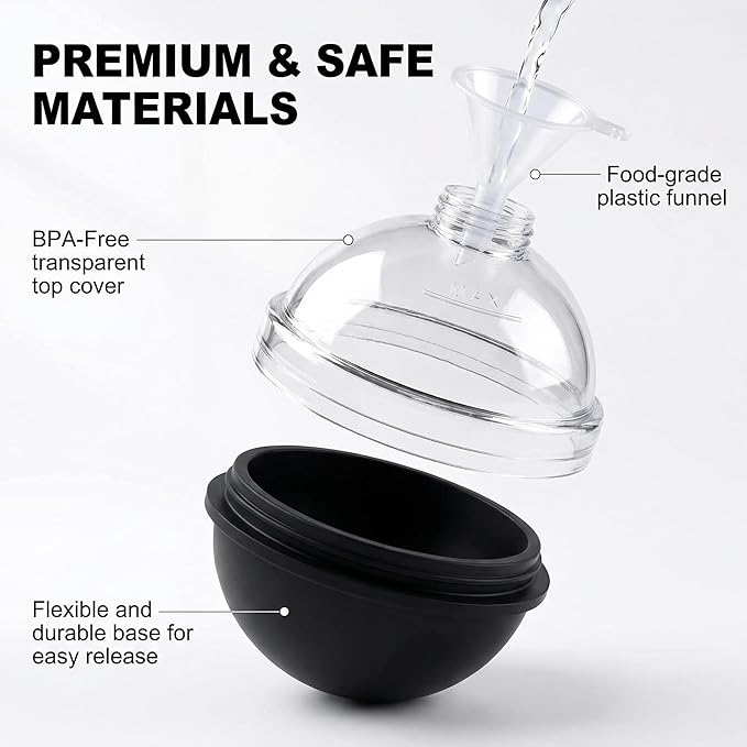 Whiskey Ice Ball Mold 5 Pack, 2.6 Inch Large Sphere Ice Maker with Lids, Food Grade Silicone Easy Release Ice Cube Molds for Home Bar, Cocktail, Bourbon, Scotch, Reusable Ice Ball Maker for Parties