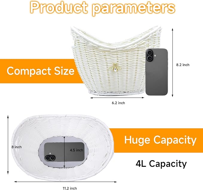 Lexenic Ice Bucket with Handle Hole, Woven and Acrylic Double Layer Basket Design, 4L Champagne Wine Ice Bucket for Cocktail Bar, Parties- Anti Frozen Hands Anti Water Leakage (Plastic-White)