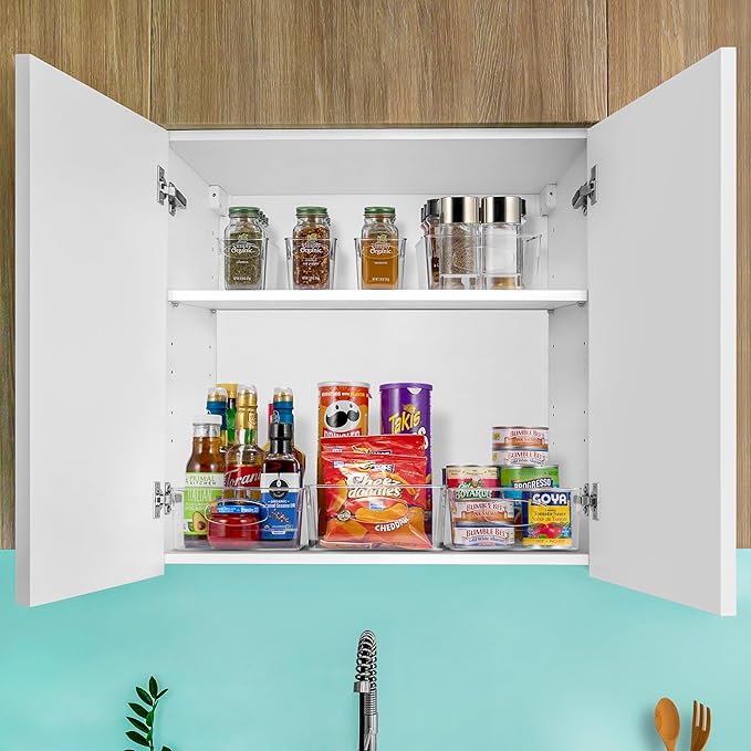 Sorbus 10-Pack Small Clear Plastic Organizing Bins – Clear Bins for Organizing, Refrigerator Organizers, Fridge Organizer, Pantry Storage, Kitchen Organizer, and Pantry Organizers and Storage Bins