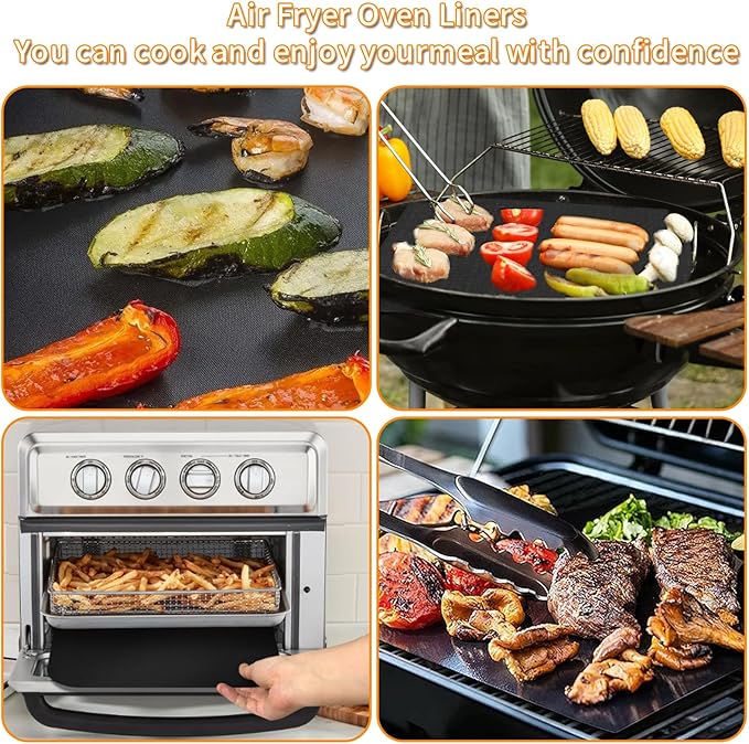 Oven Liners for Bottom of Oven,12"x12" Reusable Non-Stick Heat Resistant Toaster Liners Toaster Mat for Ninja Foodi,Cuisinart, Emeril Lagasse Extra Large 26 QT French Door Air Fryer Oven,4 Pack