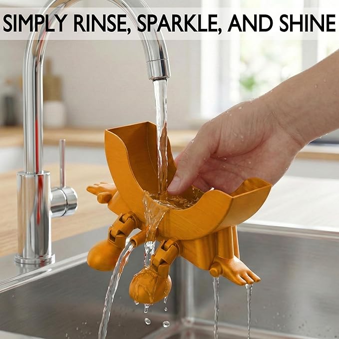 Cute Hanging Sponge Holder with Drainage & Legs, 3D Printed Funny Sink Stand for Round Sponges, Aesthetic Kitchen Sink Edge Organizer, Countertop Decor, Quick-Drying Storage Cleaning Gadget
