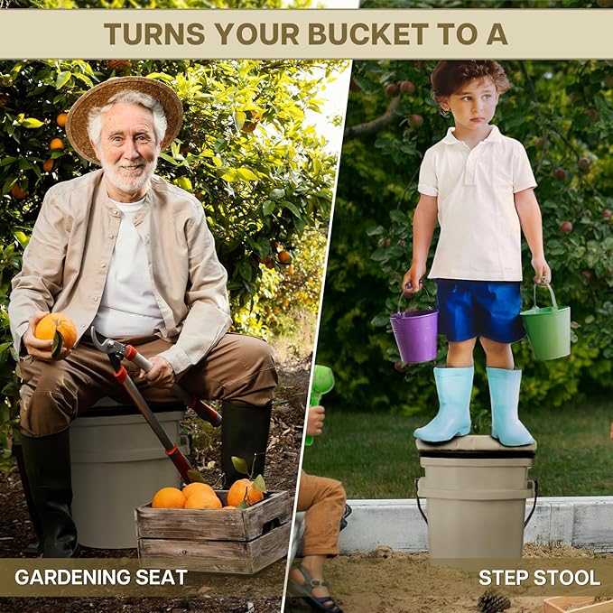 5 Gallon Bucket Seat for YETI Buckets Only, 360-Degree Swivel Bucket Lid Seats for YETI 5 Gallon Bucket, Seat Cushion for Fishing, Hunting, Car Washing,Baseball Training,Tool Organizer