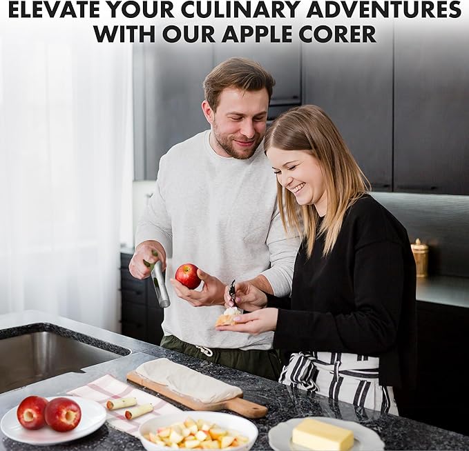 Zulay Kitchen Ultra Sharp Apple Corer Tool - Stainless Steel, Sharp & Serrated Blade Cores in Seconds - Easy to Use & Clean, Durable Apple Core Remover for Apples & Small Fruits - Olive Green