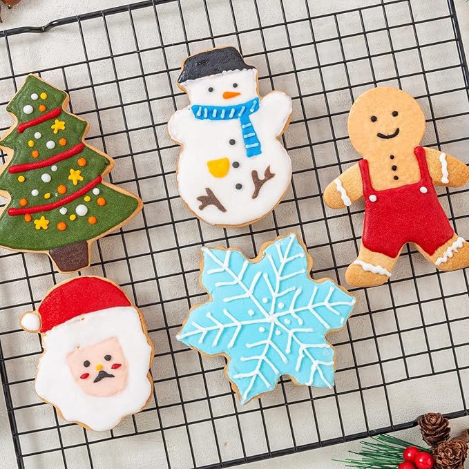 Large Christmas Cookie Cutters Set 6 Pcs, Kimfead Holiday Cookie Cutters - Gingerbread Man, Christmas Tree, Snowflake, Snowman and Santa Claus Cookies Mold
