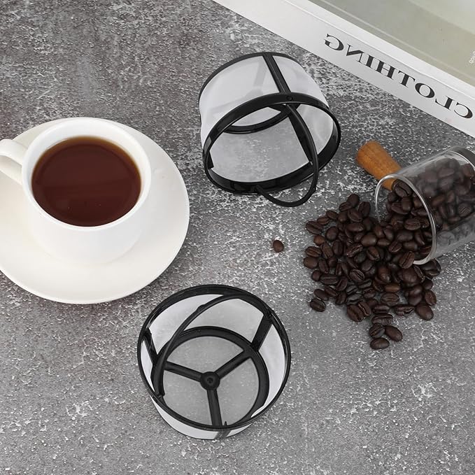 2Pcs Reusable Coffee Filters, 4-5 Cup Nylon Mesh Coffee Filter Basket with Handle Reusable Coffee Pot Filters Compatible with Makers and Brewers