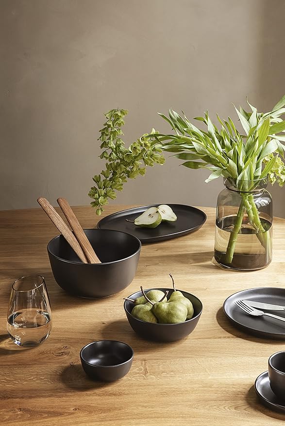 Eva Solo | Nordic Kitchen Bowl 2L Diameter 21 cm | Dishwasher & Microwave Safe | Black Stoneware | Danish Design & Functionality | Tools Kitchen Gadgets & Accessories