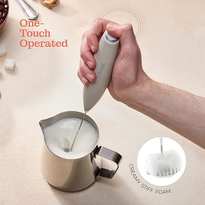Powerful Handheld Milk Frother, Mini Milk Foamer, Battery Operated (Not included) Stainless Steel Drink Mixer for Coffee, Lattes, Cappuccino, Frappe, Matcha, Hot Chocolate.