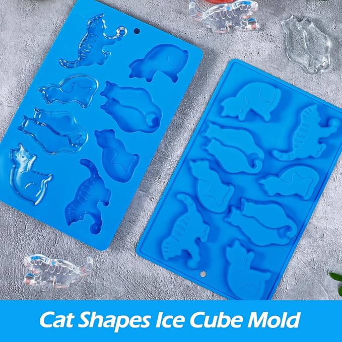 Kamehame Cat Ice Cube Trays, 2 Pack Cat Shaped Ice Cube Mold, Fun Silicone Molds for Making Ice Cube, Chocolate, Candy, Cake Decoration, Cupcakes, Jelly