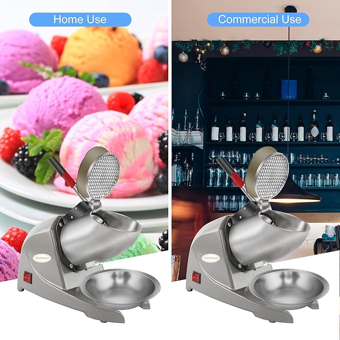 Electric Ice Shaver, Shaved Ice Machine, Especially for Home Use Ice Crusher, Dual Stainless Steel Shaving Blades, Double Covers,176lbs per hour,300W/1440rpm,Upgraded Version.