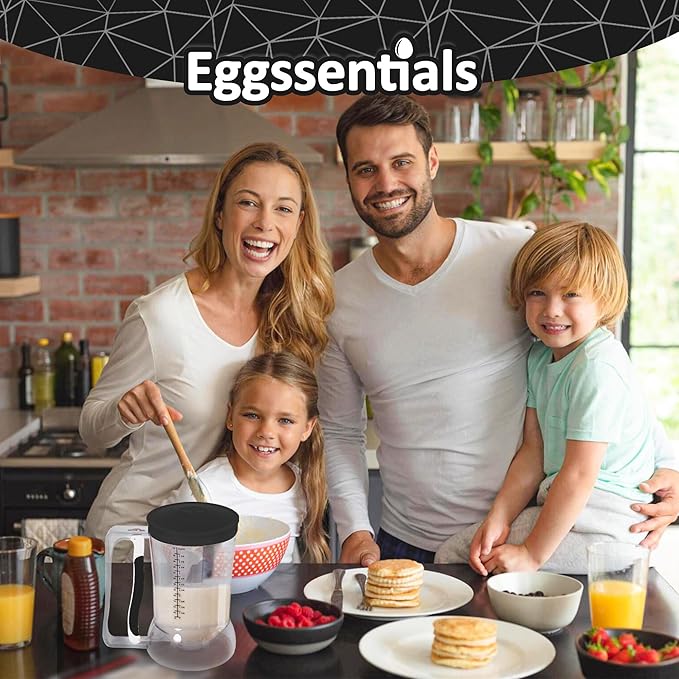 Eggssentials – Pancake Batter Dispenser, Batter dispenser with Squeeze Handle Mess-Free, Cupcakes, Waffles & More – Durable, Easy-Pour Pancake Dispenser Bottle for Smooth Baking