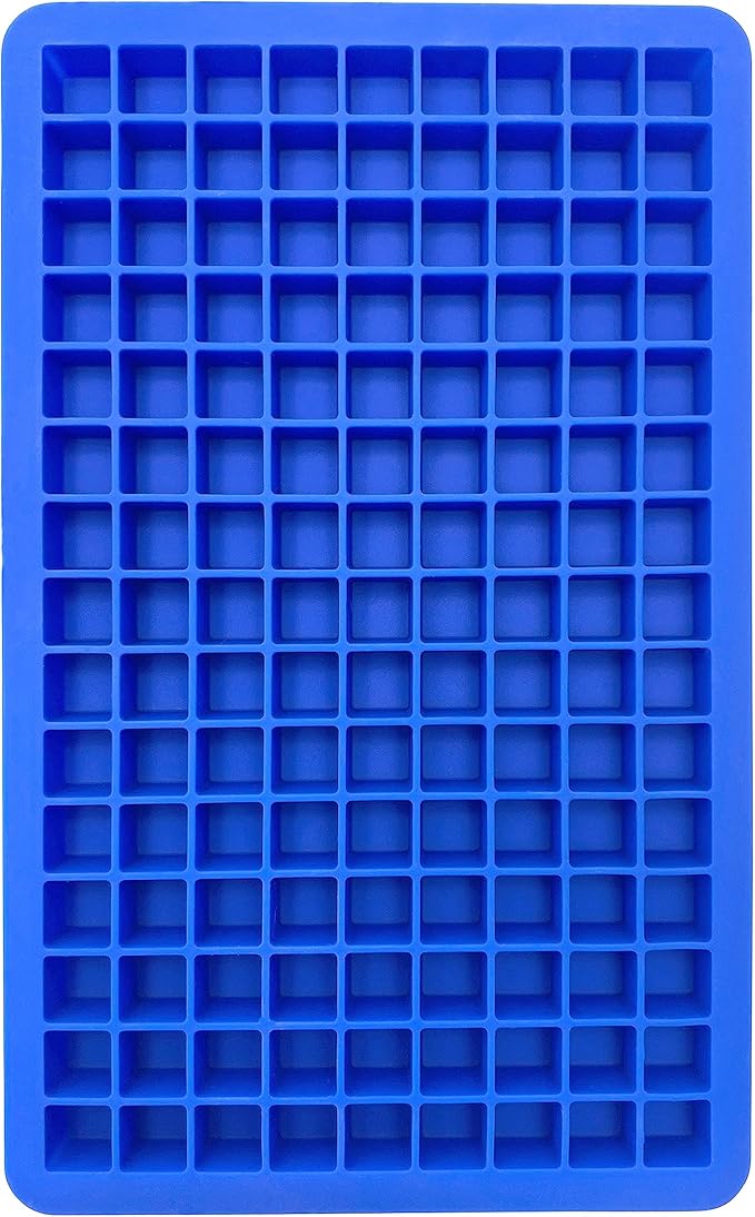 Tovolo Mini Ice Cube Tray with Lid Small Tiny Ice Maker for Freezer, Silicone Mini Ice Cube Tray Small Square Nugget Ice Makes 135 Tiny Cubes BPA Free Stackable Dishwasher Safe Stratus Blue Trays