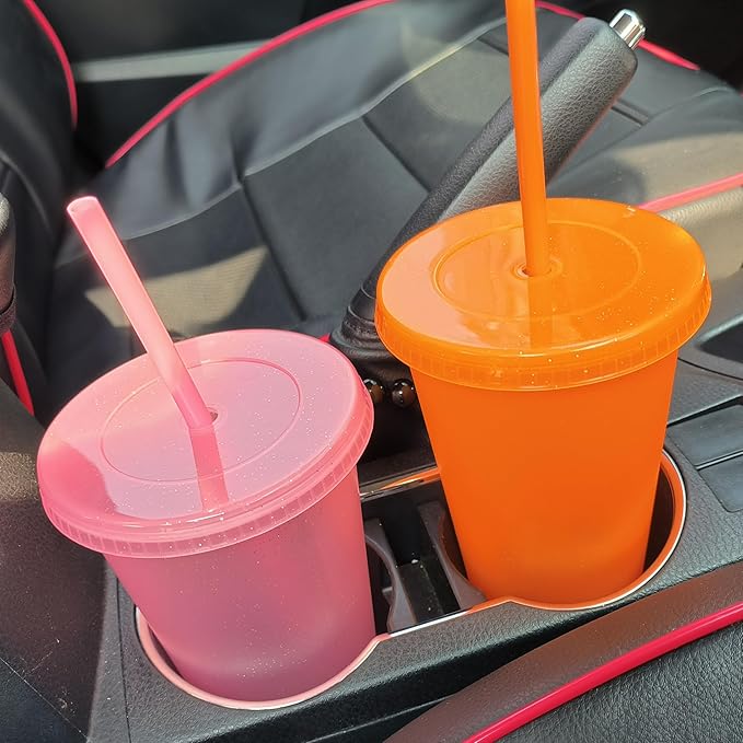 Suertestarry Tumbler with Straw and Lid,Water Bottle Iced Coffee Travel Mug Cup,Reusable Plastic Cups,Perfect for Parties,Birthdays… (Orange, 36 pack)