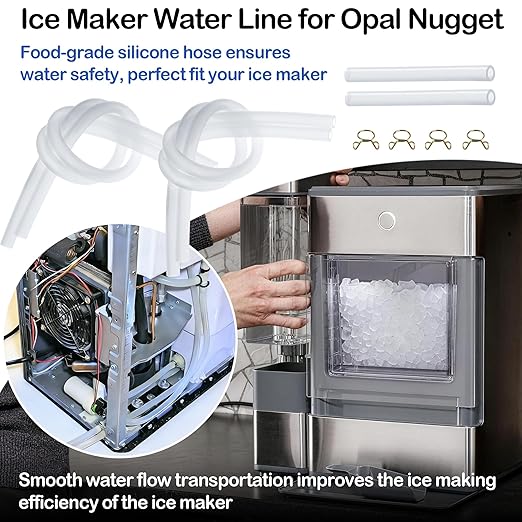 Ice Maker Drain Tube Fit for GE Profile Nugget, Replacement Hose Compatible with Opal Nugget Countertop Ice Maker with Tank - Ice Maker Parts 1/4 ID Silicone Water Line