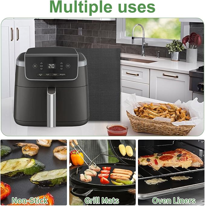4-Pack Fiberglass Liners for Ninja Air Fryer Pro 4-in-1 AF141, 8.27"* 8.27" Reusable and Versatile Replacement for Ninja Air Fryer Parchment Paper Heat-Resistant Non-Disposable