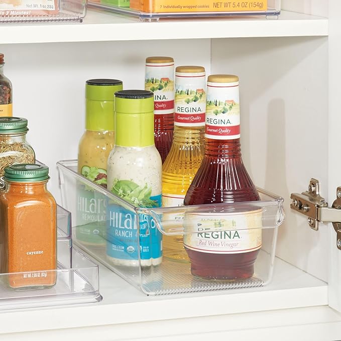 iDesign Fridge Storage Bin with Handle - Fridge Tray for Meats and Cheeses - Set of 4 - Clear