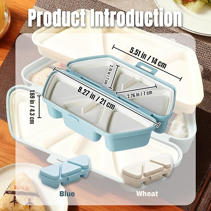 Onigiri Mold,6 in 1 Triangle Sushi Making Kit,Portable Rice Ball Mold Once Quickly Making 6 Pcs Onigiris,Multifunctional Sushi Kit for Home Kitchen Meal Prep(Beige)