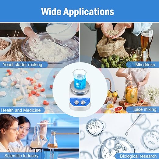 Magnetic Stirrer Hot Plate Max 716℉/380℃, Magnetic Stirrer with 5.5 Inch Magnetic Stir Plate & 1500 RPM Magnetic Stirrer Hot Plate Mixer, 3000mL Stirring Capacity Magnetic Stirrer with Heat