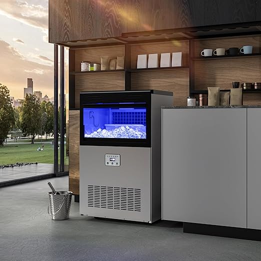 YITAHOME 132lbs Ice Maker Machine Commercial Under Counter Ice Maker, ETL & DOE Certificated Commercial Large Ice Makers Freestanding for Home Cafe Bar Restaurant 55pcs with 33lbs Storage Bin