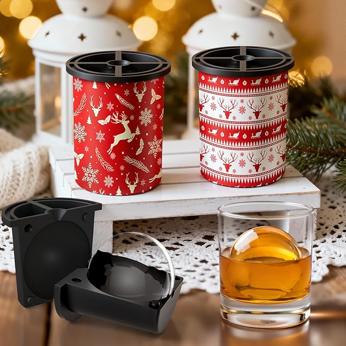 Clear Ice Cube Maker - 2.5" Round Ball - Stainless Steel Clear Ice Cube Molds - Sphere Mold & Christmas Gift for Cocktails, Drinks & Bourbon, Whiskey Gifts for Men Women Dad(2 Packs)