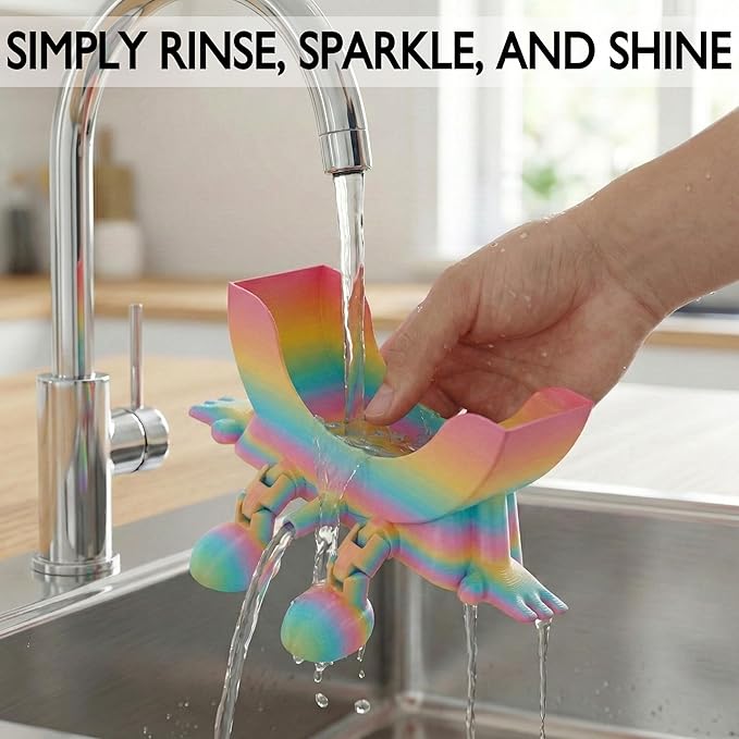 Cute Hanging Sponge Holder with Drainage & Legs, 3D Printed Funny Sink Stand for Round Sponges, Aesthetic Kitchen Sink Edge Organizer, Countertop Decor, Quick-Drying Storage Cleaning Gadget