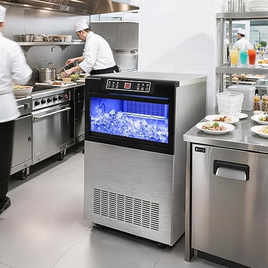 YITAHOME 100lbs Ice Maker Machine Commercial Under Counter Ice Maker, ETL & DOE Certificated Commercial Large Ice Makers Freestanding for Home Cafe Bar Restaurant 45pcs with 33lbs Storage Bin