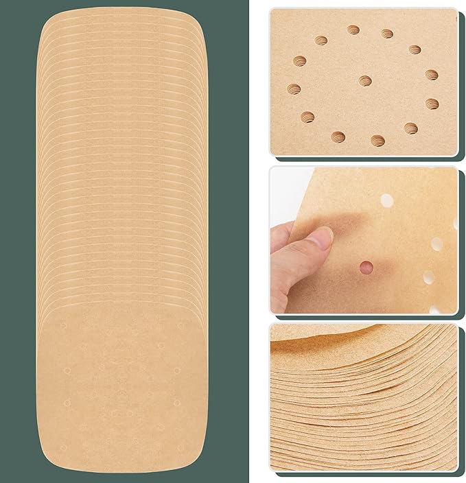 200pcs Air Fryer Parchment Paper Disposable Liner 8.5inch, Premium Perforated for Air Fryer, Streamer, Pans, No Burn, Easy Cleanup