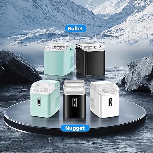 OLIXIS Nugget Ice Maker Countertop, Portable Ice Machine with 1.7L Water Tank, 26LBS/24H Fast Production, Auto-Cleaning & Quiet Operation, with Basket & Scoop, for Home Party Camping RV, Green