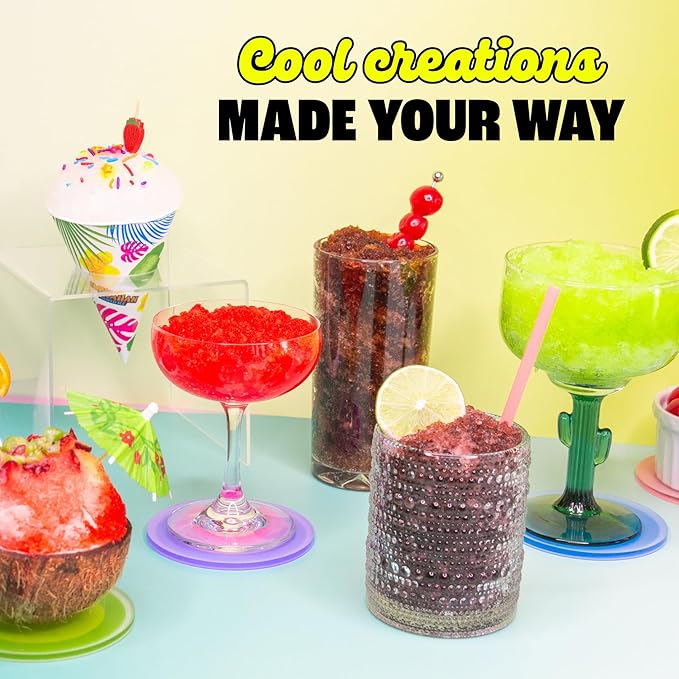 Hawaiian Shaved Ice Mini Snow Cone Machine, Portable Countertop Ice Shaver with No Slip Base, No Electricity Needed, Ice Cup Included, Lightweight, Stainless Steel Blade
