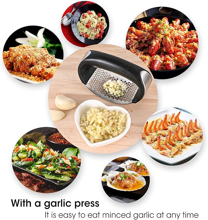 Garlic Rocker Stainless Steel Silicone Garlic Peeler Garlic Press Rocker - Three-piece Suit