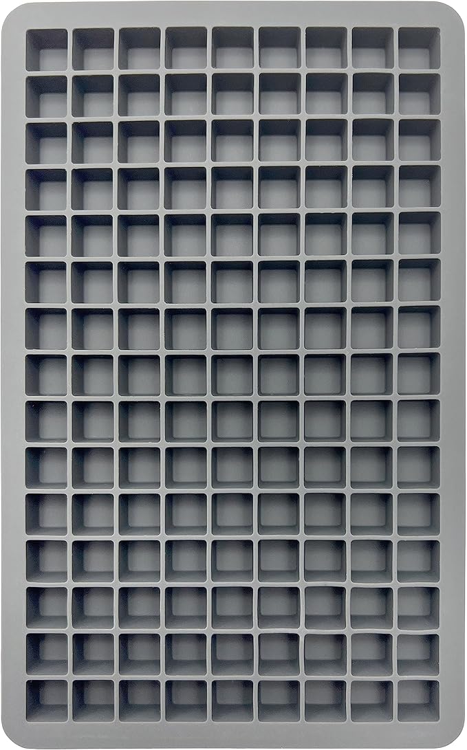 Tovolo Mini Ice Cube Tray with Lid Small Tiny Ice Maker for Freezer, Silicone Mini Ice Cube Tray Small Square Nugget Ice Makes 135 Tiny Cubes BPA Free Stackable Dishwasher Safe Charcoal Gray Trays