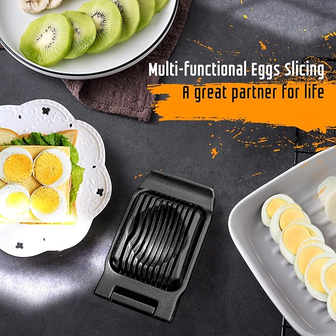 Egg Slicer for Hard Boiled Eggs, Stainless Steel Wire, Multipurpose Heavy Duty Aluminium Egg Cutter for Egg, Salads, Sandwiches, Strawberries, Mushrooms, Soft Cheese, Fruit, Black