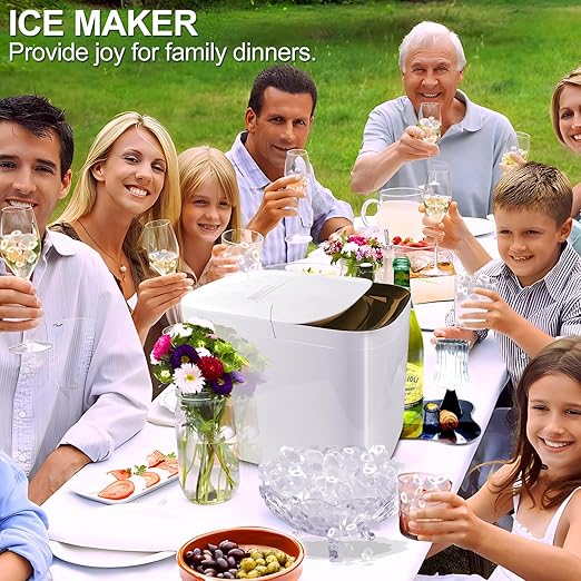 Smart Countertop Ice Makers, Deeper Self-Cleaning in 30-Minute, 33lbs/24H, 6 Mins 9 Bullet Ice, Portable Ice Maker Machine with APP Remote Control & Compact White Design for Kitchen Home Office RV