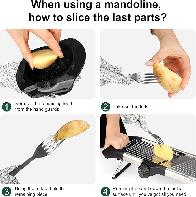 Mandoline Slicer for Kitchen, Adjustable mandoline food slicer, Stainless Steel vegetable slicer with a pair of Gloves