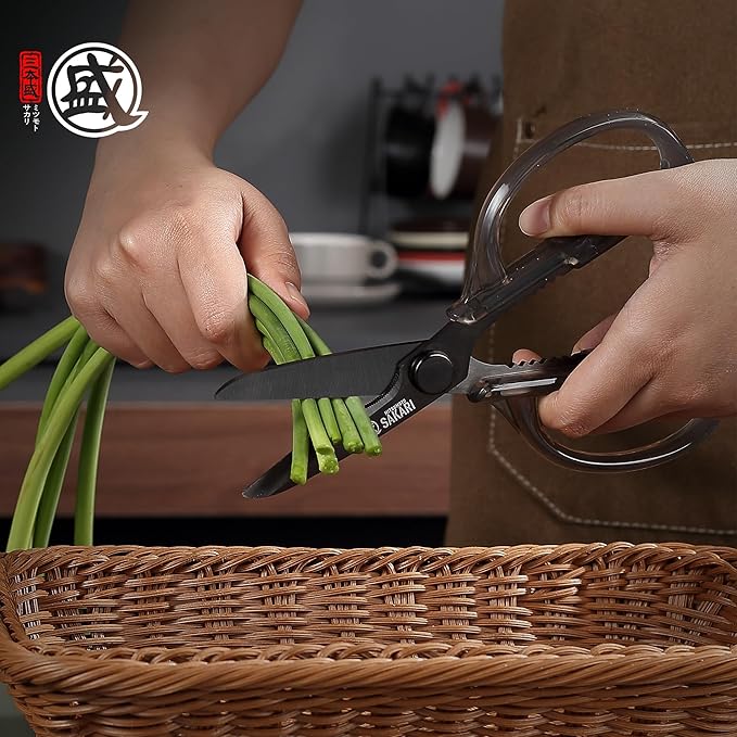 MITSUMOTO SAKARI Heavy Duty Japanese Kitchen Scissors, Multipurpose Detachable Stainless Steel Kitchen Shears, Sharp Cooking Scissors for Meat, Fish, Nuts, Vegetables