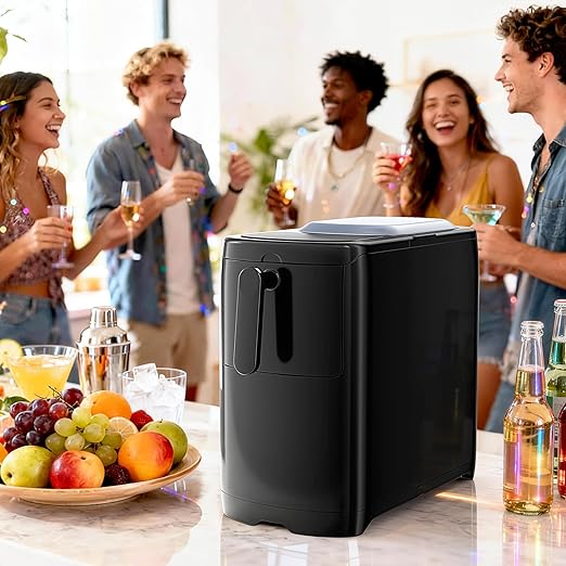 Antarctic Star Portable Countertop Ice Maker with Self-Cleaning, 18Lbs/24H, One-Touch Operation, Ice Scoop for Home, Kitchen, Office(Black)