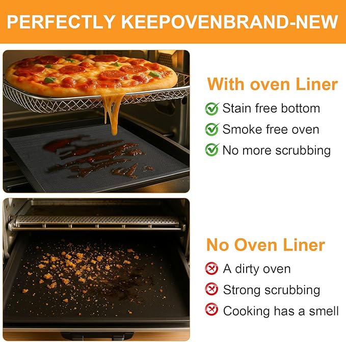 4-Pack Fiberglass Air Fryer Mats 11.81"x12.4" For Ninja SP101/SP201/SP301/DCT401/DCT402 Compatible Oven Liners for Bottom of OvenReusable & Heavy-Duty for Even Cooking