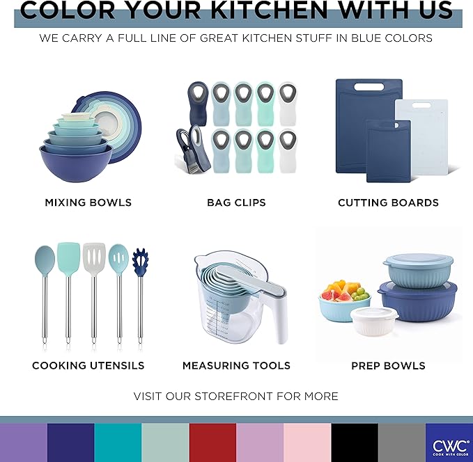 COOK WITH COLOR Collapsible Batter Bowl - Mess Free Breading Shaker Container - Great for Fried Fish, Fried Chicken, Onion Rings, Wings & More, Navy