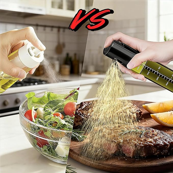 Cooking Oil Spray Bottle, Olive Oil and Avocado Oil Spray Bottle, 100ml Olive Oil Spray Bottle, Kitchen Tools, Air Fryer, Salad, Frying, Grilling (light-blocking glass)-Black