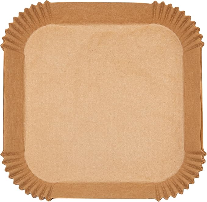 Restaurantware-Pastry Tek 8.1 x 8.1 x 1.8 Inch Air Fryer Liners, 100 Square Air Fryer Baskets - No-Stick Silicone Coating, Unbleached, Food-Grade Paper Liners, For Steamer, Microwave, Oven, Fry Pan