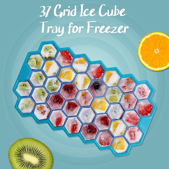 2 Pack Ice Cube Trays set for Freezer(Sphere & Honeycomb) – Round Ice Cube Mold with Lid & Hexagonal Silicone Ice Cube Tray, BPA-Free Easy Release Ice Molds for Whiskey/Cocktails/Coffee/Drinks