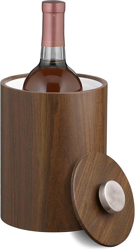 Kraftware Woodcraft Ice Bucket, Tall, Walnut Brown
