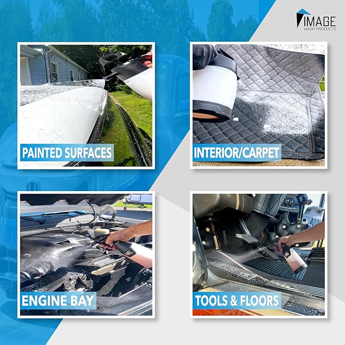 Image Wash All Purpose Foaming Degreaser Spray Heavy Duty Grease & Oil Remover for Engine Bays Tires Kitchen Counters & Stainless Steel Safe for Sealed Granite Marble & Painted Surfaces