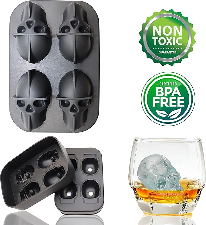 Bahoki Essentials Ice Molds - Silicone Ice Cube Tray With Lid - Easy Fill and Release Ice Maker - Great for Parties and Events