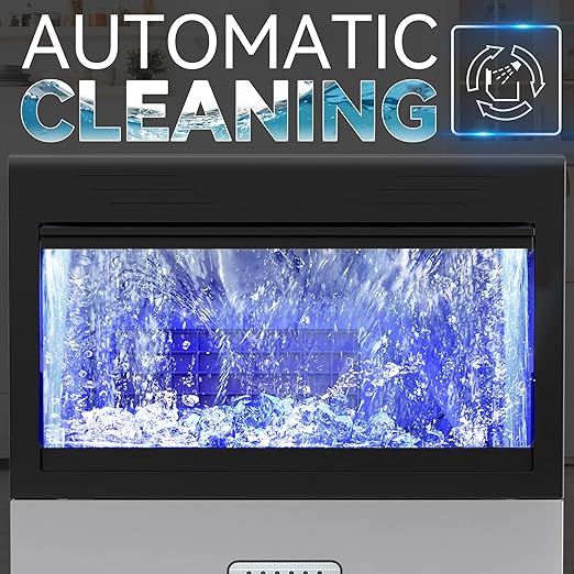 YITAHOME 120Lbs Commercial Ice Maker Machine ETL & DOE Certificated, Big Ice Makers Freestanding for Home Cafe Bar Restaurant Under Counter Ice Machine Commercial, 50pcs with 33lbs Storage Bin